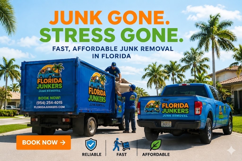 Florida Junkers trucks hauling junk in South Florida — Junk Gone. Stress Gone.